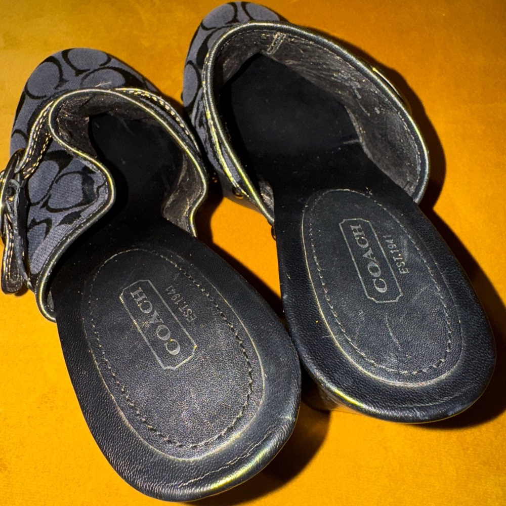 Coach Y2K Womens Willow Mule Studded Signature Logo Black Clogs Heel- Size 9B - Picture 11 of 16